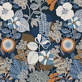 PeonyQueen Blue Floral Peel and Stick Wallpaper Boho 17.3"x78.8" Vinyl Roll | Self Adhesive Wallpaper Removable Wall Paper for Bedroom Vintage Floral Contact Paper for Cabinets Walls Decor Home