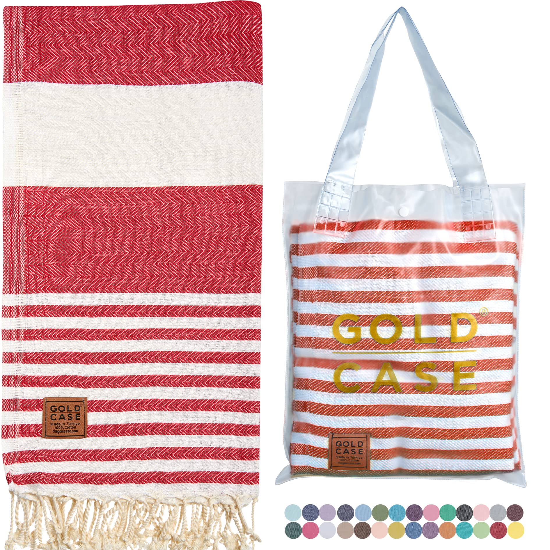 Photo 1 of GOLD CASE HOME COLLECTION Turkish Beach Towel OLYMPOS XXL Oversized Bath Towels 100% Cotton Quick Dry, Sand Free - with Reusable Bag Gift PRE-Washed Super Soft (Olymyra-Red), 71x40''