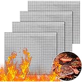 GWHOLE Non-Stick BBQ Grill Mesh Mat Set, 4Pcs Reusable Teflon Grilling Accessories Net Mesh Baking Sheet for Outdoor Grilling Cooking Baking Barbecue, 15.7" x13"