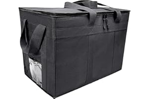 Brandzini Insulated Delivery Grocery Bag Carrier, 23" X14" X15", Ideal for Uber Eats, Postmates, Doordash, Catering, and Grocery Shopping (XXXL)