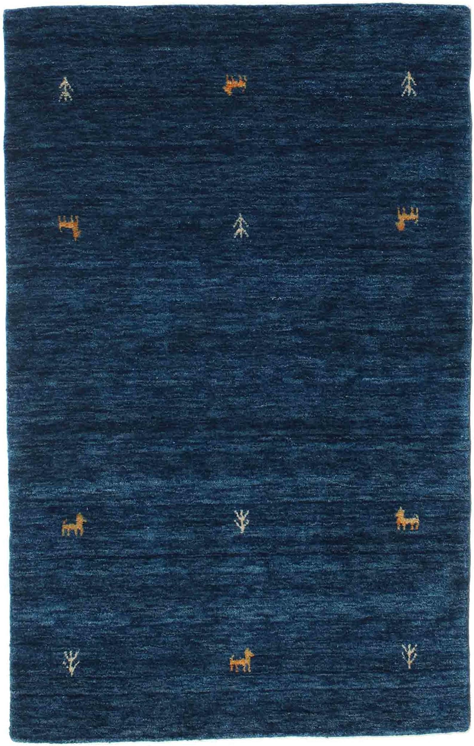 RugVista Gabbeh Loom - Dark Blue Rug 3'3"x5'3" (100x160 cm) Oriental Carpet