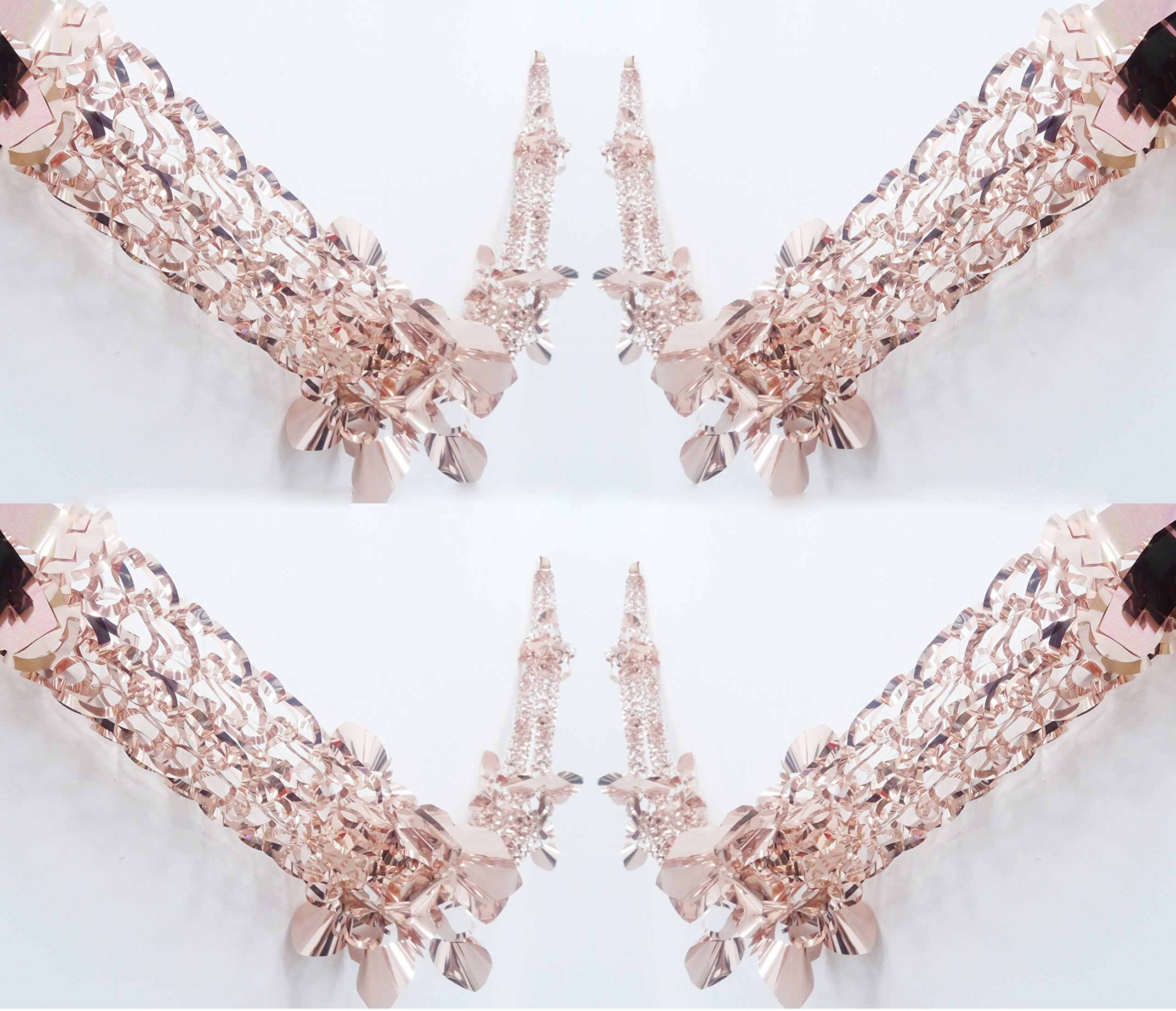 Pack of 4 - Extra Large Rose Gold Chirstmas Foil Garland Decoration - Square Patterned Shape