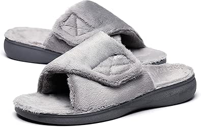 Amazon.com: SOLLBEAM Fuzzy House Slippers with Arch Support Orthotic Heel Cup Sandals for Women 