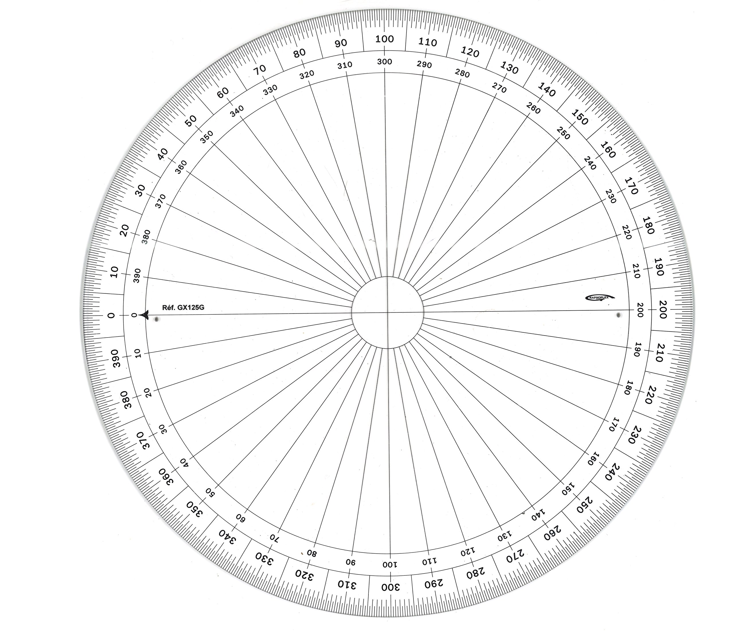 Graphoplex gx125g Full Circle Protractor Clear