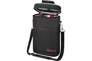 OPUX 2 Bottle Wine Carrier Tote, Insulated Leakproof Wine Cooler Bag, Wine Travel Bag Tote for Picnic BYOB Beach, Portable Wine Bottle Carrying Case, Gift for Wine Lover Women Men Christmas, Black