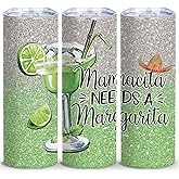 Summer Green Glitter and Bling Margarita Glasses Wine Tumbler,20 Oz Insulated Stainless Steel Travel Coffee Mug or Cup,Birthday Party Margarita Gifts for Wine Lover Friends Women Mom Wife,1 Pcs