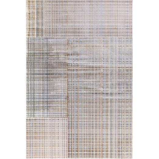 Decomall Alps Modern Contemporary Geometric Textured Neutral Colors Silver Gold Shimmer Accents Area Rug For Bedroom Living Room And Dining Room