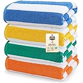 Utopia Towels 4 Pack Cabana Stripe Beach Towel, 30 by 60 Inches, Oversized 100% Ringspun Cotton Pool Towels, Highly Absorbent
