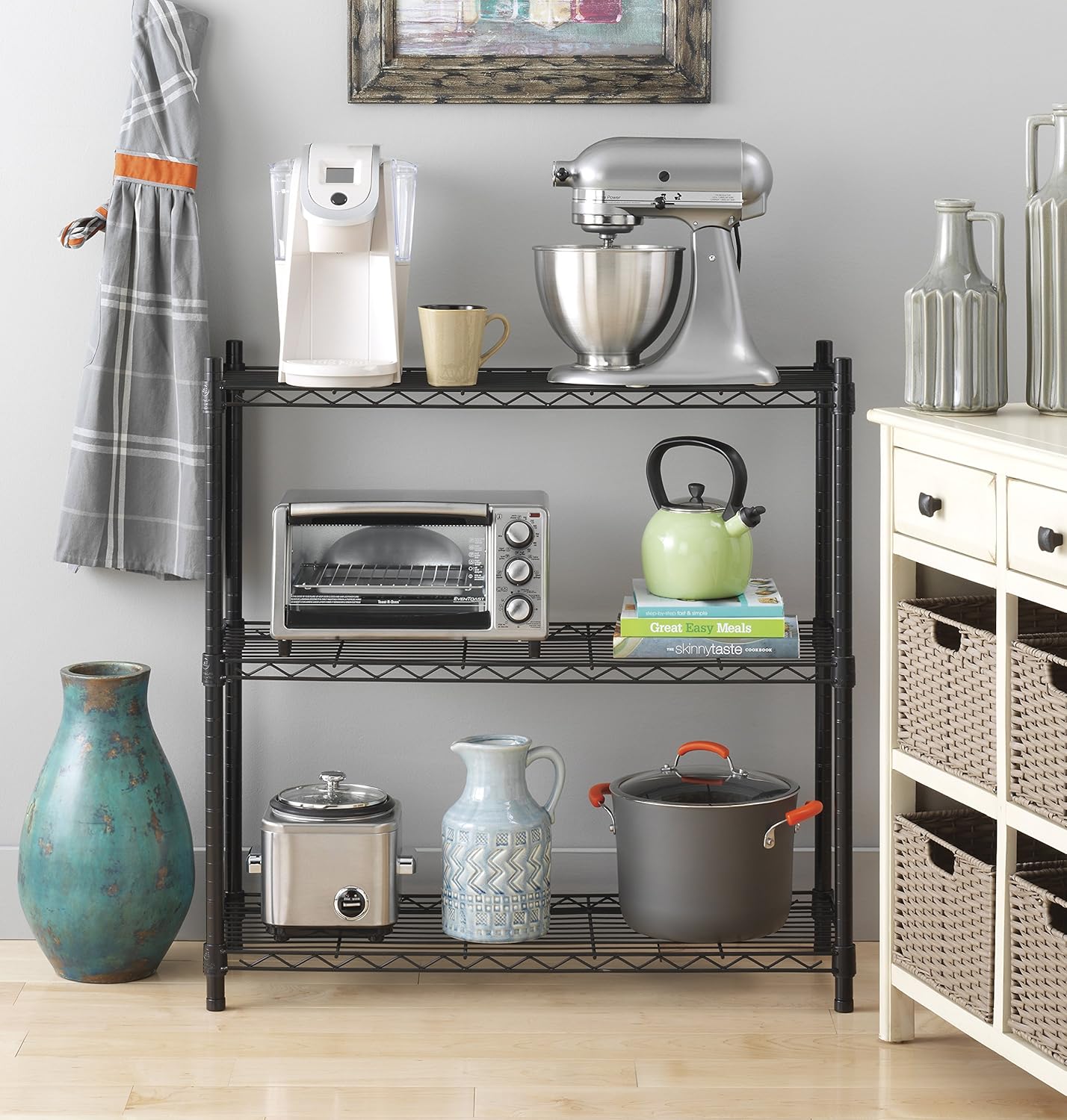 Whitmor Supreme Leveling Feet 350 Capacity Per Shelf Adjustable Shelves, 3 TIER, Black: Home & Kitchen