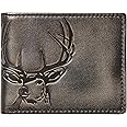 House of Jack Co. Deer Slim Bifold Wallet for Men and Outdoorsmen, Camou Lining, Full Grain Cowhide Leather Wallet, Black