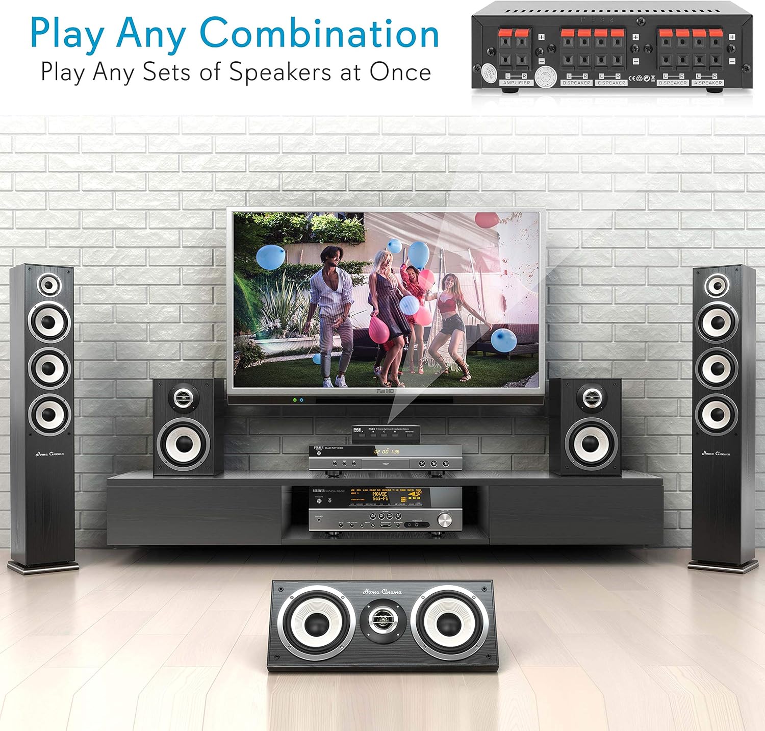 Premium New and Improved 4 Zone Channel Speaker Switch Selector Switch Box Hub Distribution Box for Multi Channel High Powered Stereo Amplifier A/B/C/D Switches | 4 Pairs Of speakers - Pyle (PSS4), Black: Home Audio & Theater