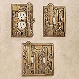 Cactus Garden Single Switchplate Antique Brass
