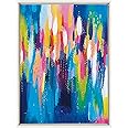 Kate and Laurel Sylvie EV Bright Brush Strokes 033 Framed Canvas Wall Art by Jessi Raulet of Ettavee, 18x24 White, Abstract Modern Art for Wall
