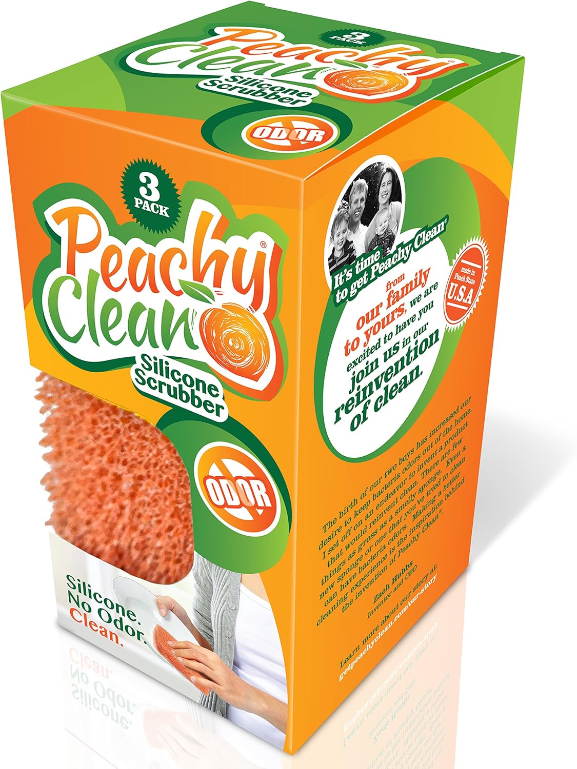 Peachy Clean Silicone Scrubber (Qty 3) - Kitchen and Dish Scrubber (Peach Fragrance): Home & Kitchen