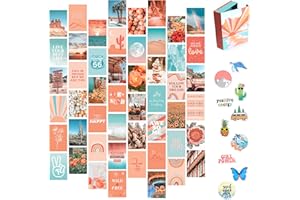 Artivo Peach Wall Collage Kit, Preppy Room Decor Aesthetic Pictures Wall Decor, Cute Picture Collage, Preppy Pictures for Wall, Teen Girls Room Decor, Cute BedroomWall Decor, 50 Set 4x6 in