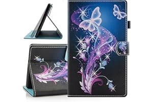 Dteck Case for (8") (2018/2017/2016 Release) Fire HD 8 Tablet (Previous Generation - 8th/7th/6th Generation) - Smart Stand Case Lightweight PU Leather Flip Cover with Card Holders (Butterfly Flowers)
