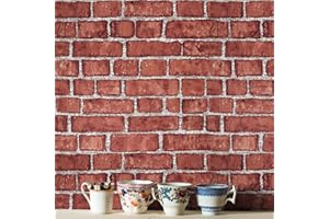 Jeweluck Brick Wallpaper Peel and Stick Wallpaper Red Brick Contact Paper 17.7 inch×78.7 inch Faux Brick Wallpaper Self Adhesive Stick on Wallpaper Kitchen Removable Wallpaper for Bedroom Decorative