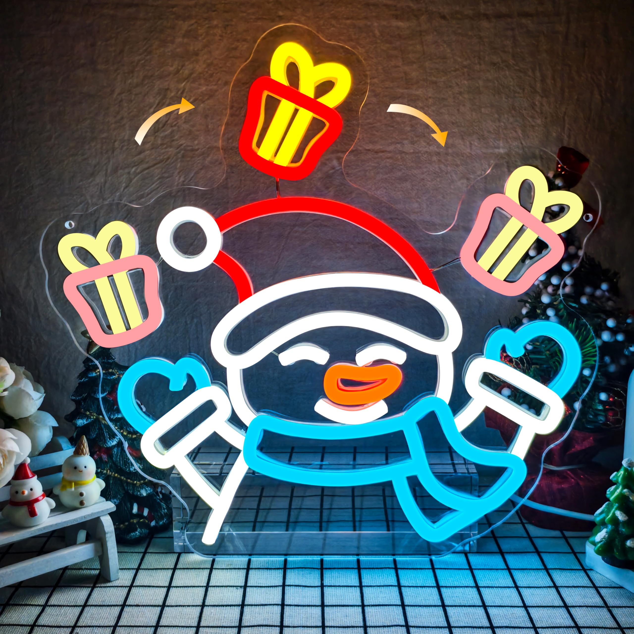 Photo 1 of Snowman Neon Sign for Wall Decor Christmas Neon Sign christmas Decoration Dimmable Christmas Neon Light for Bedroom Kids Room Living Room Gift Xmas Party