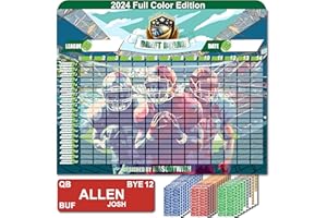 MASCOTWISH Extra Large Fantasy Football Draft Board 2024-2025 Kit - 640 Player Stickers - Color Edition[14 Teams 20 Rounds]