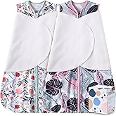 GUNTAIL Newborn Sleep Sack Baby Swaddle,3-Way Adjustable Wearable Blanket,100% Rayon Cotton Swaddling sleeping bag. (Banana&Flower, 6-12 Months)