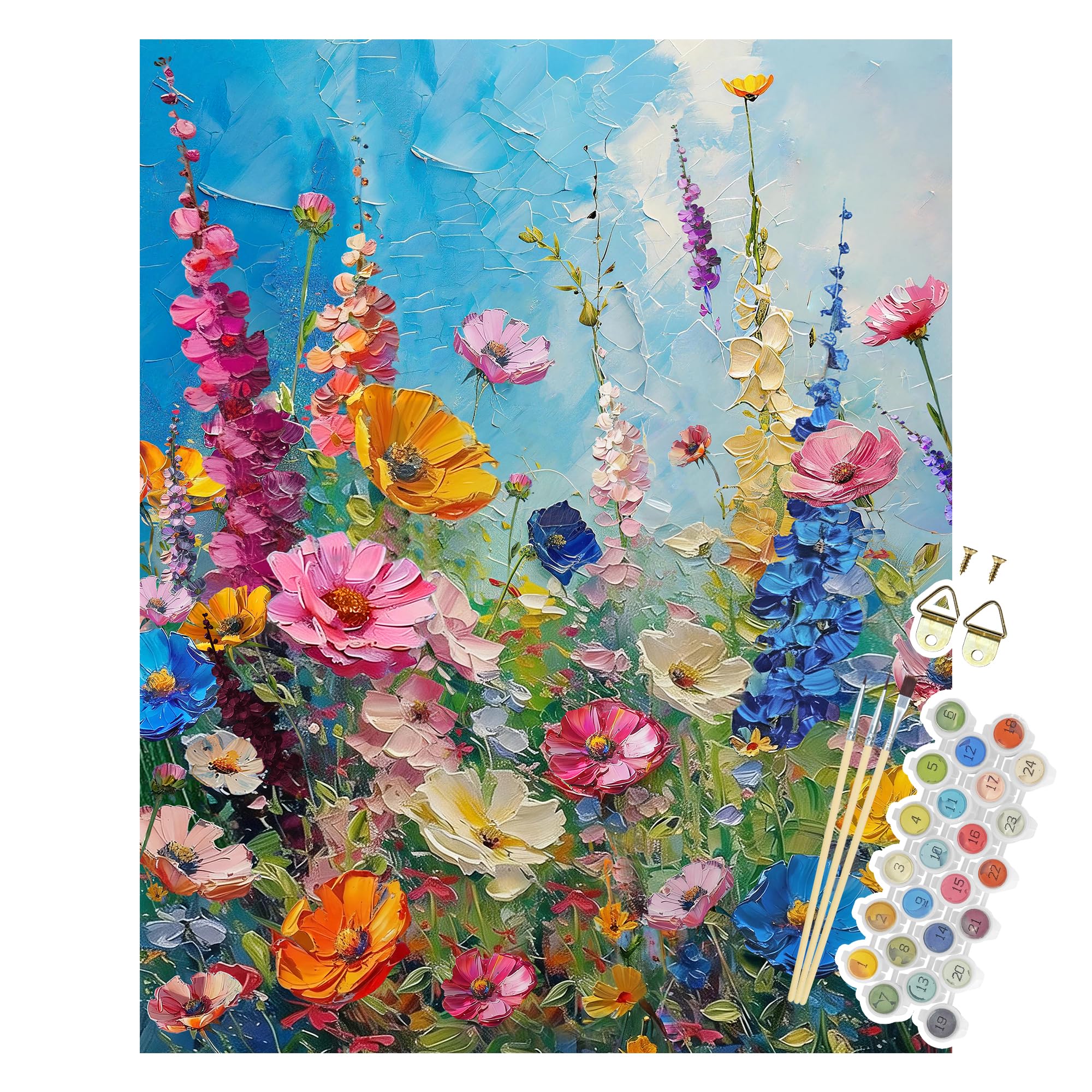 NPCSWXQ Wild Flowers Painting By Numbers for Adults Beginners,Flowers Adult Paint by Numbers Canvas Kits,DIY Acrylic Simple Painting Crafts Number Artist Paint Kit for Gifts Home Wall Decor16x20Inch
