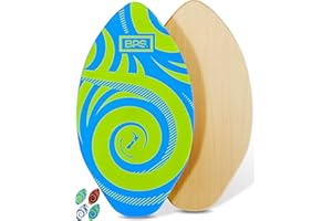 BPS New Zealand ‘Koru’ Skimboard with Colored EVA Grip Pad and High Gloss Clear Coat Wooden Skim Boards for Kids and Adults | Choose from 3 Sizes and Traction Pad Color