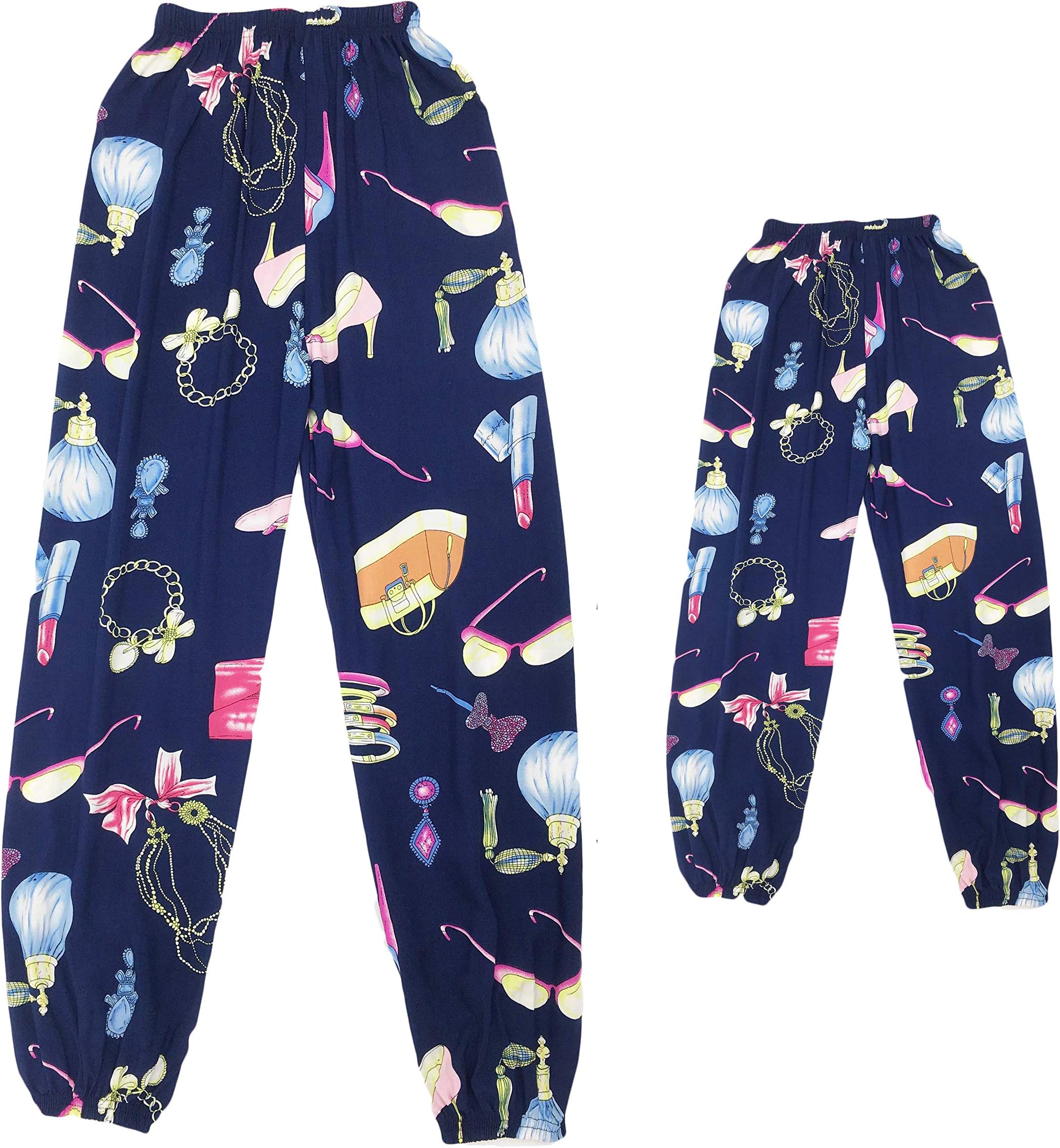 Elufly Women Girls Printed Casual Loose High Waist Pants Mommy and Me Matching Outfits (Color A, Girl 100cm)