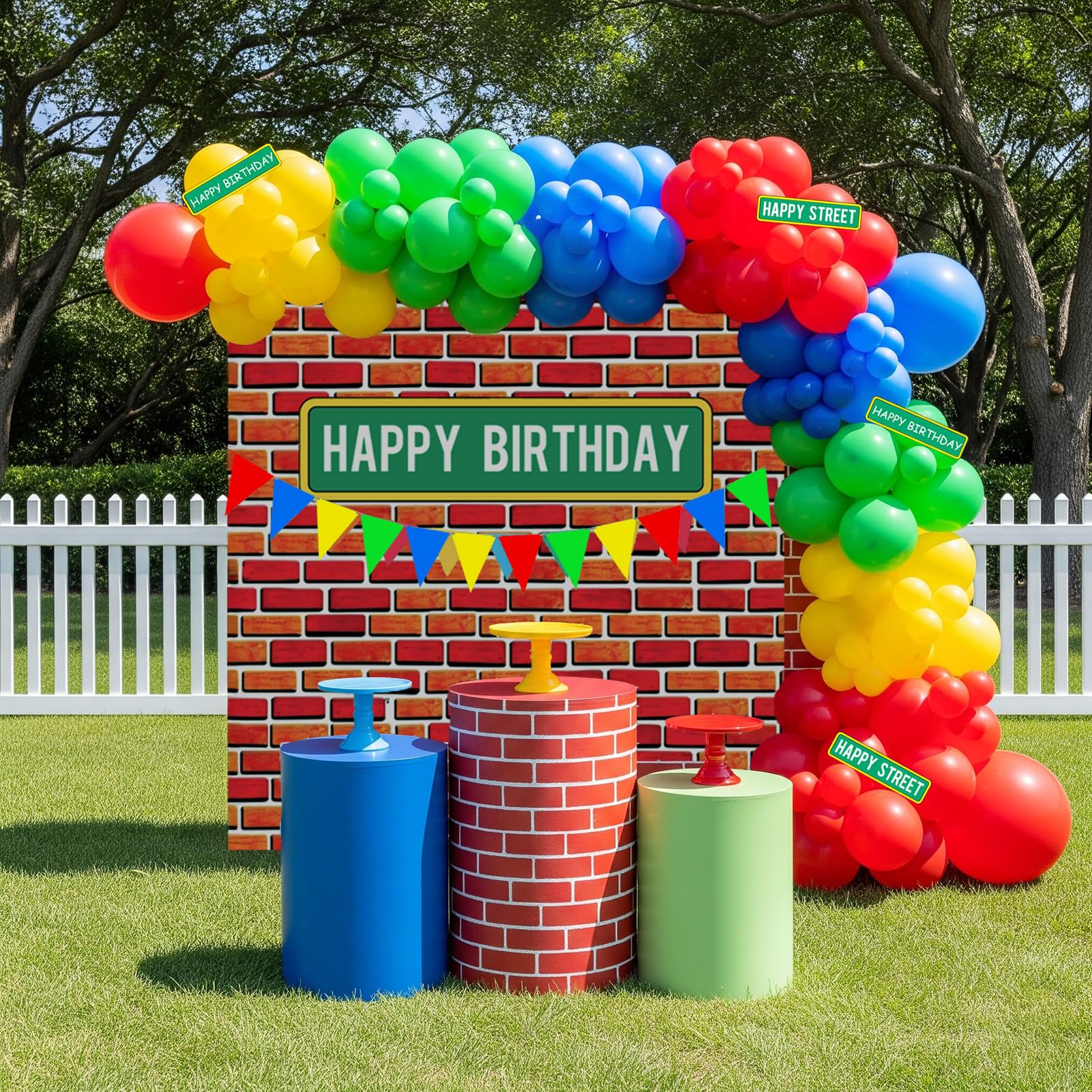 Photo 1 of Sesame Friends Birthday Party Supplies Party Decorations Set Include Banner Backdrop red blue Balloon Garland Arch Kit stickerfor Boys Girls Sesame Theme Party kid birthday supplies