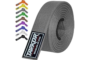TARKOR BJJ Belt for Men & Women Brazilian Jiu Jitsu Belt with Ranking Stripes Sleeve Bar Kids Jiu Jitsu Gi Belt