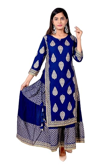 Women's Attractive Anarkali Kurta Adda Hand Work and Gold Printed