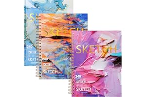 XIEED 3 Pack 8" x 11" Sketch Book, Spiral Bound Sketch Book*2 & Hardcover SketchBook*1,120 Sheets*3 Drawing Paper, Acid Free Art Sketchbook for Adults & Teens Beginners Artists