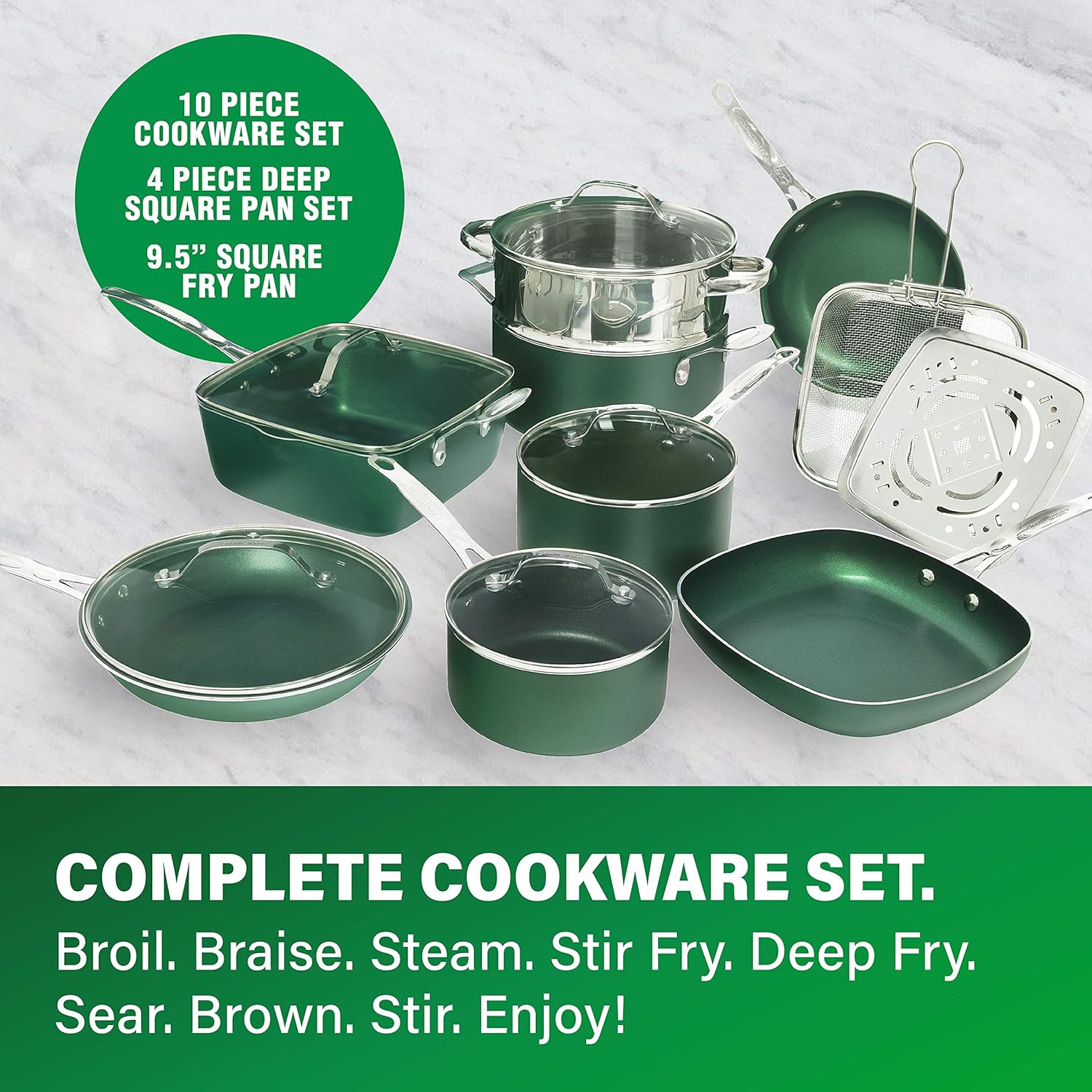 GRANITE STONE Pots and Pans Set - 20pc Kitchen Cookware Sets Pots and Pans for Cooking Set Nonstick Cookware with Frying Pans Nonstick Pan Set Pot and Pan Set Pot Set Non Sticking Pan Set + Bakeware: Kitchen & Dining