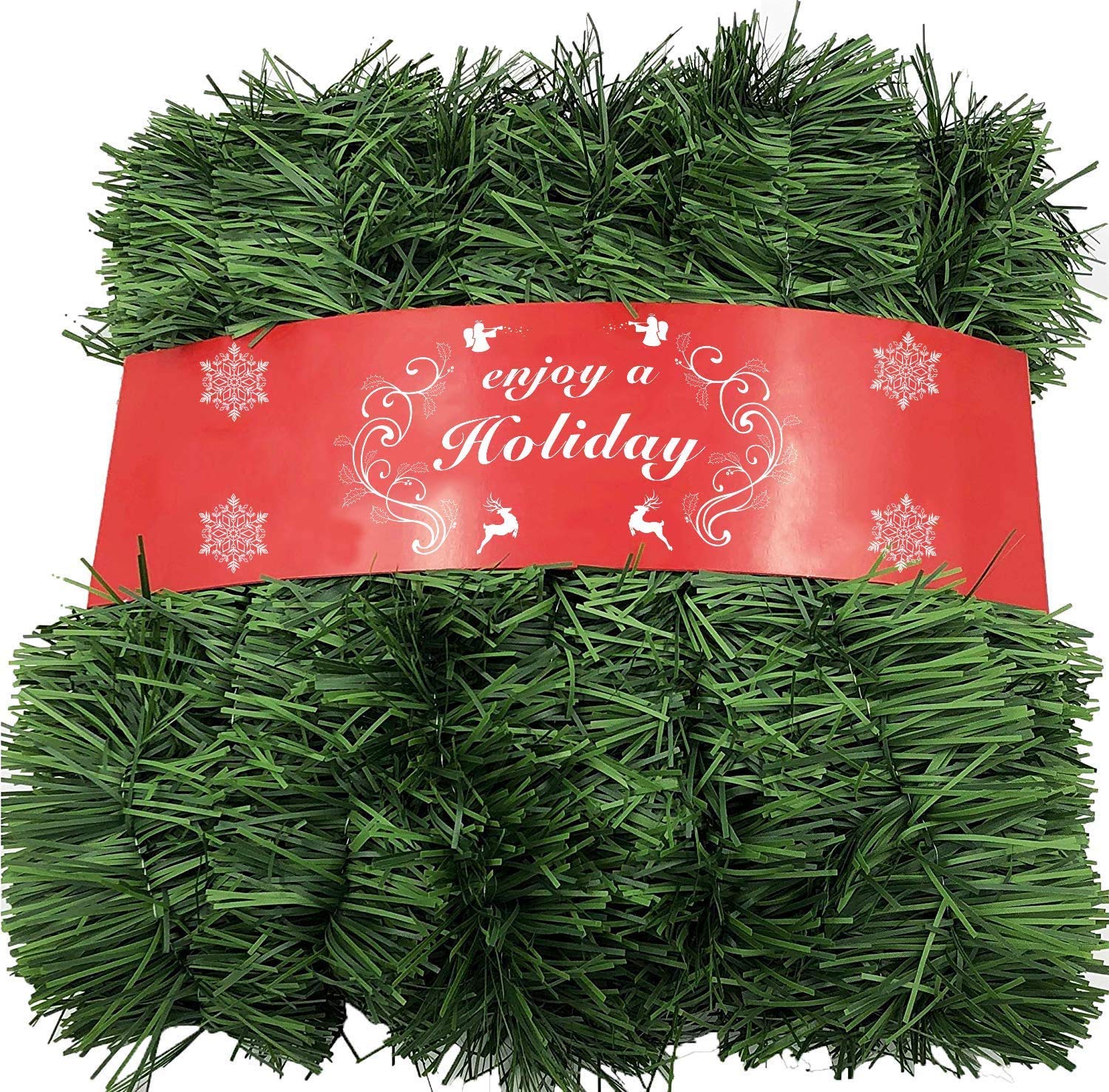 ATNKE 52Feet/16M Christmas Garland Decorations,Non-Lit Soft Green Holiday Decor for Outdoor or Indoor Use Home Garden Artificial Greenery or Wedding Party,Stairs,fireplaces Decoration/Dark Green#1