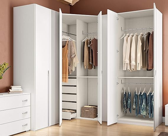 Klipick Cabina - Armario esquinero con 6 puertas batientes modulares