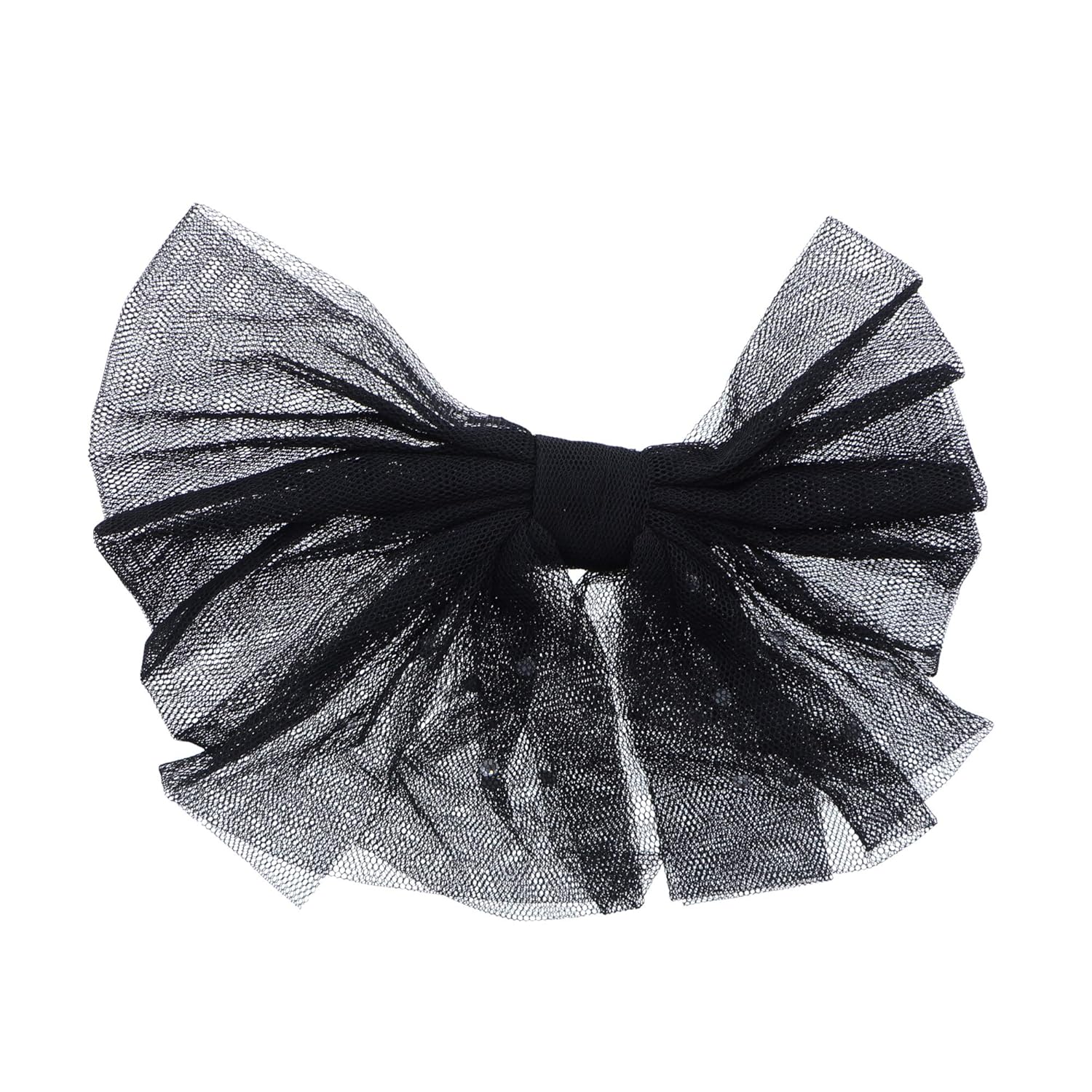 Large Chiffon Hair Bow With Rhinestones For GirlsBlack Beauty