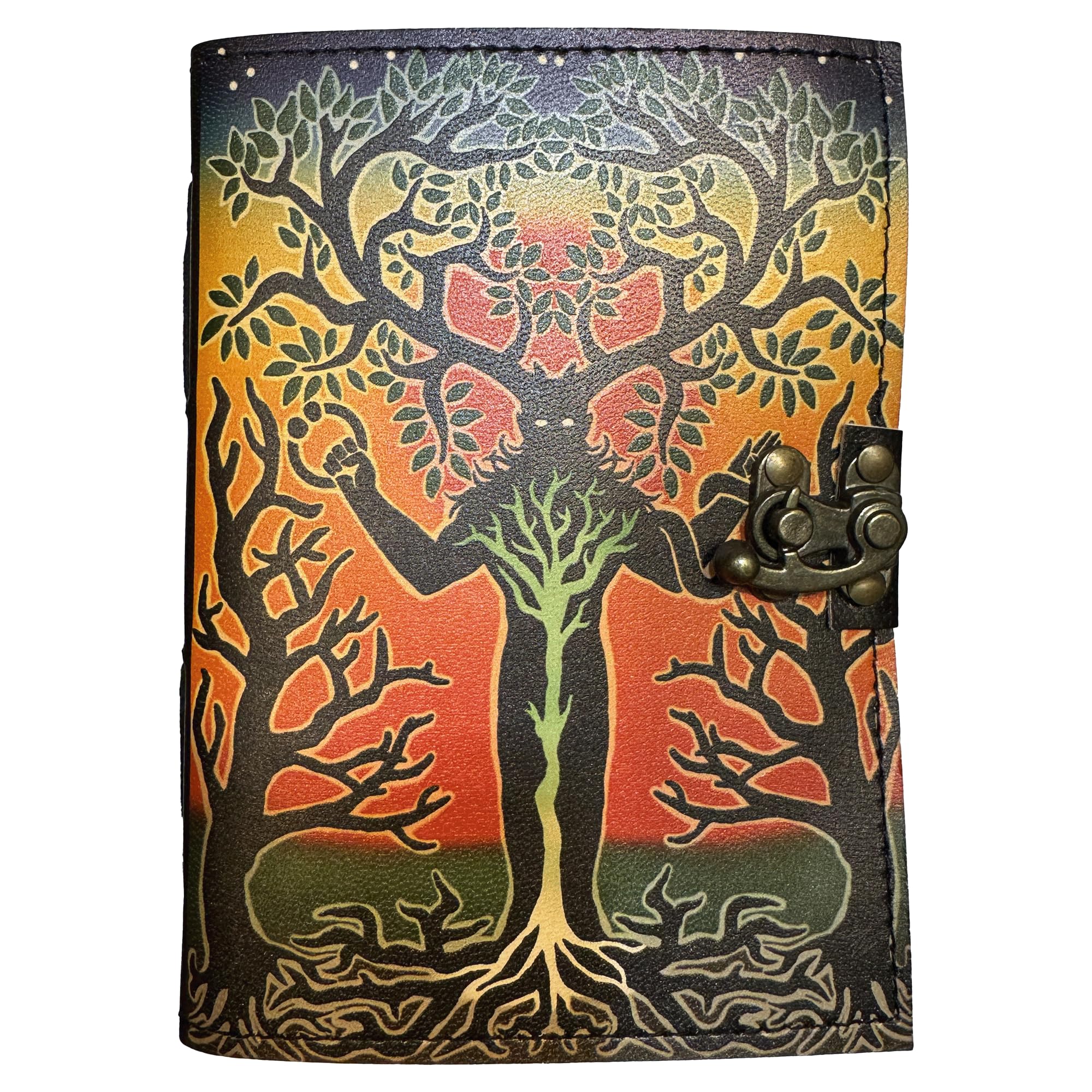 Keskin Handmade Leather Grimoire Journal – Spell Book of Shadows for Witchcraft, Wicca, Witch Diary & Notebook – Vintage Blank Journal for Spells and Ritual Notes, 17 x 12 cm (Ghost)