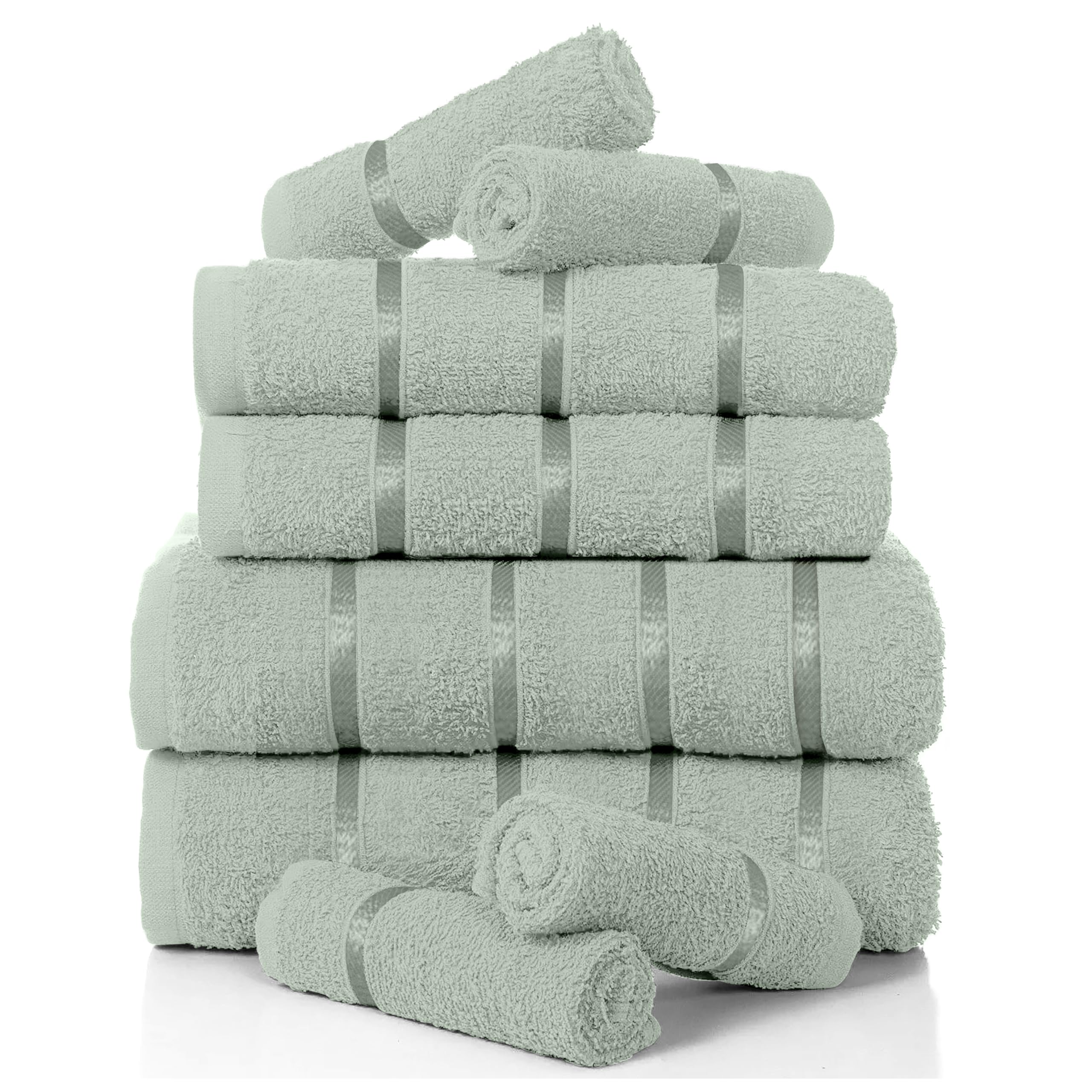 GC GAVENO CAVAILIA Luxury 8 Pack Boston Bale Set, Extra Soft 100% Egyptian Cotton, Highly Absorbent Towel 450 GSM, DUCK EGG, MAIL BAG