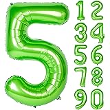 40 Inch green Large Numbers 0-9 Birthday Party Decorations Helium Foil Mylar Big Number Balloon Digital 5