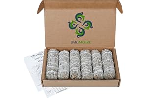 SARIMOIRE White Sage Smudge Sticks - 6 - 4" Sage Bundles - Perfect Sage Stick Smudge Sticks Smudging Kit Replenishment