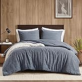 Woolrich Twin Comforter Set Cotton Stone Washed, Oversized Comforters Twin Size Bed, All Season Down Alternative Overfilled Twin Size Comforter, McKenzie, Twin/Twin XL Blue 2 Piece