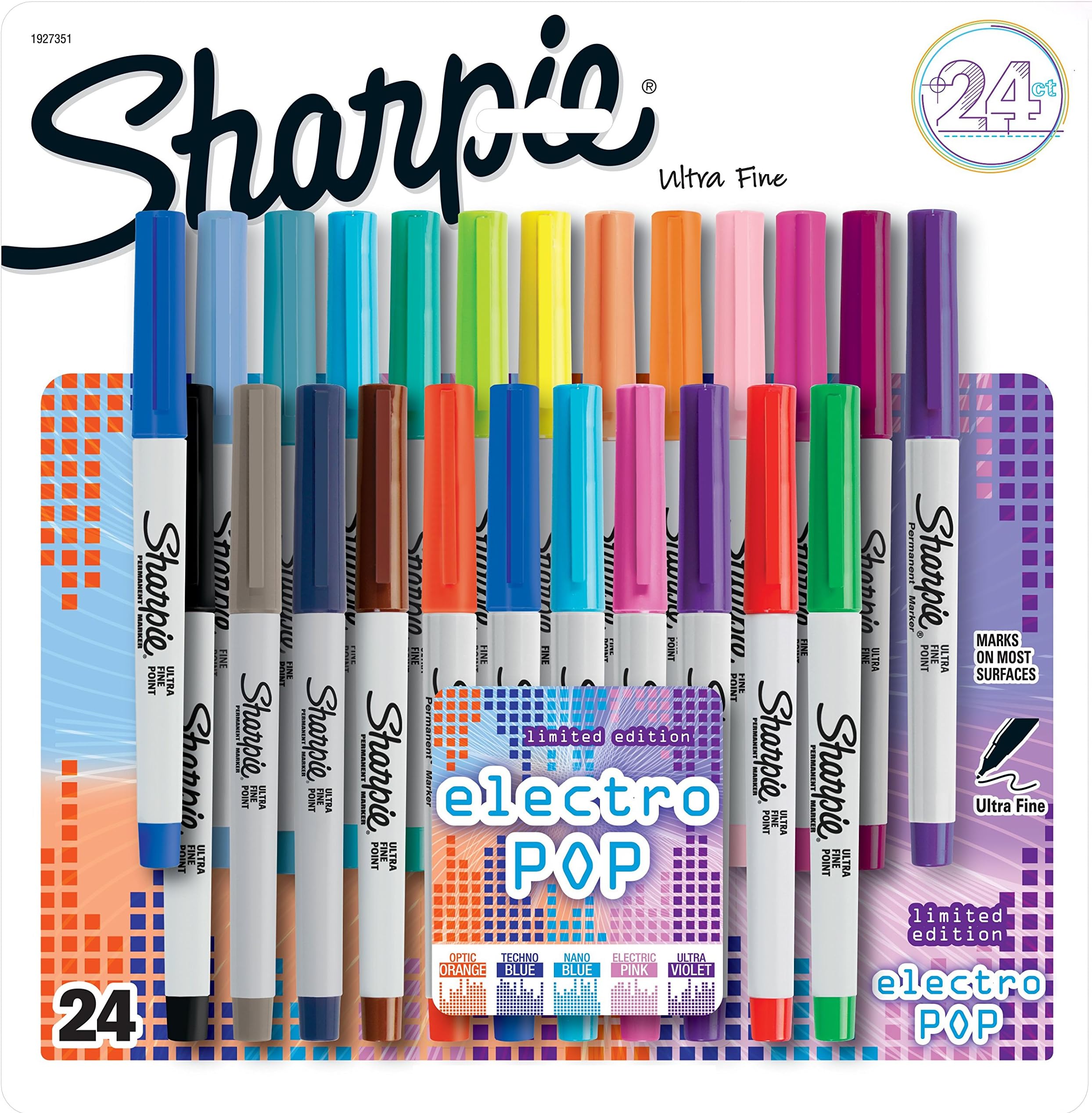 Sharpie Electro Pop Permanent Markers | Ultra Fine Point Markers, Assorted Colors, 24 Count