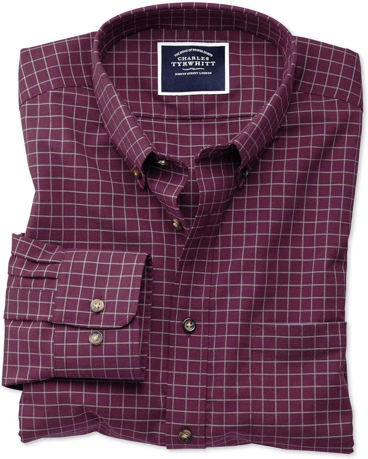 Charles Tyrwhitt Extra Slim Fit NonIron Berry Check Twill Cotton Shirt