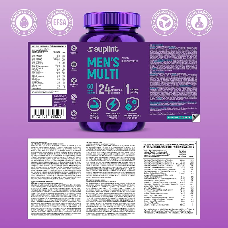 Multivitaminico Uomo Alta Potenza – 60 Capsule – Complesso Completo A-Z