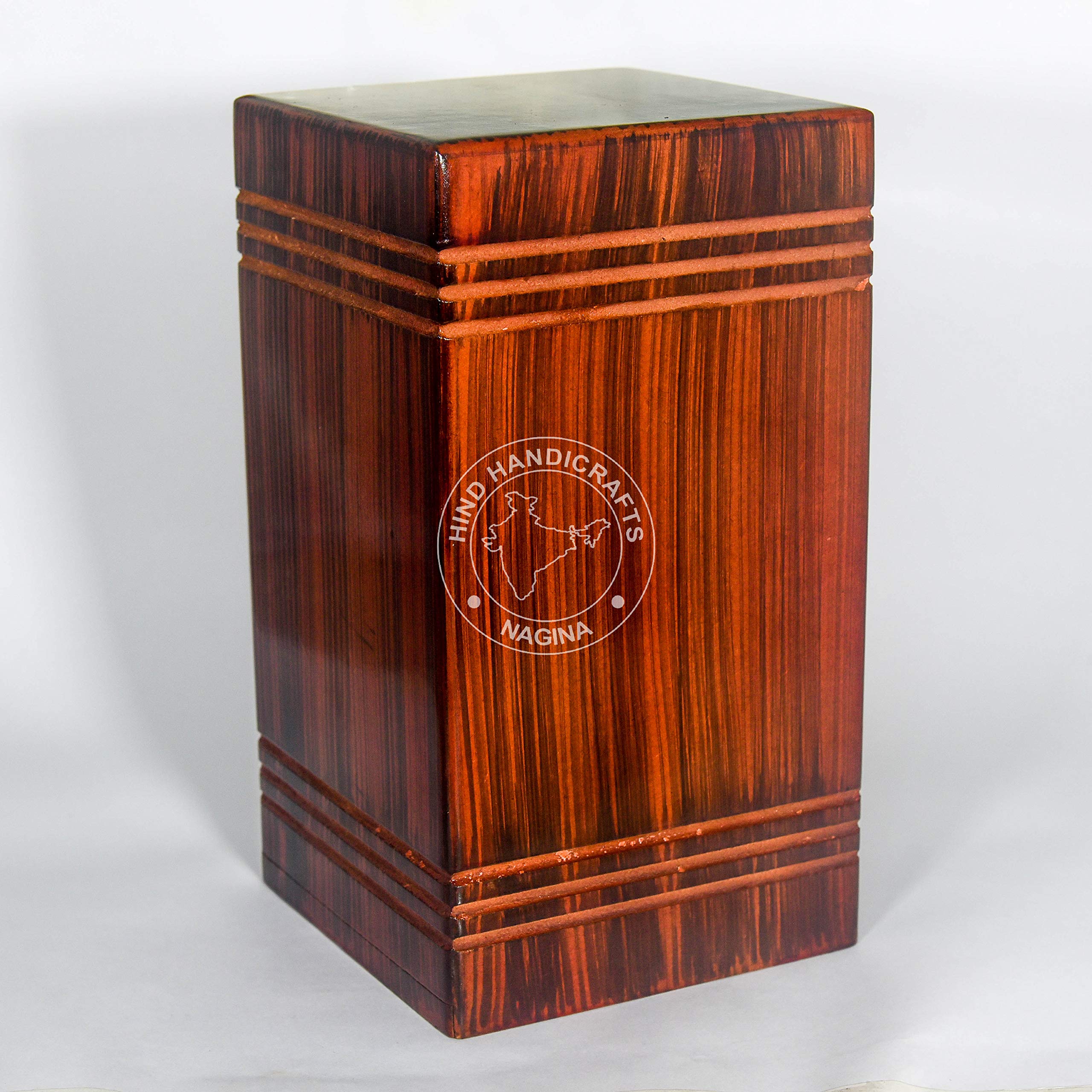 HIND HANDICRAFTS Handmade Wooden Urns for Human Ashes Adult Large- Wooden Cremation Urns for Ashes Engraving, Wooden Funeral Urn Box (Large - 11 x 6.5 x 6.5 Inches - 220 lb, Teak Brown)