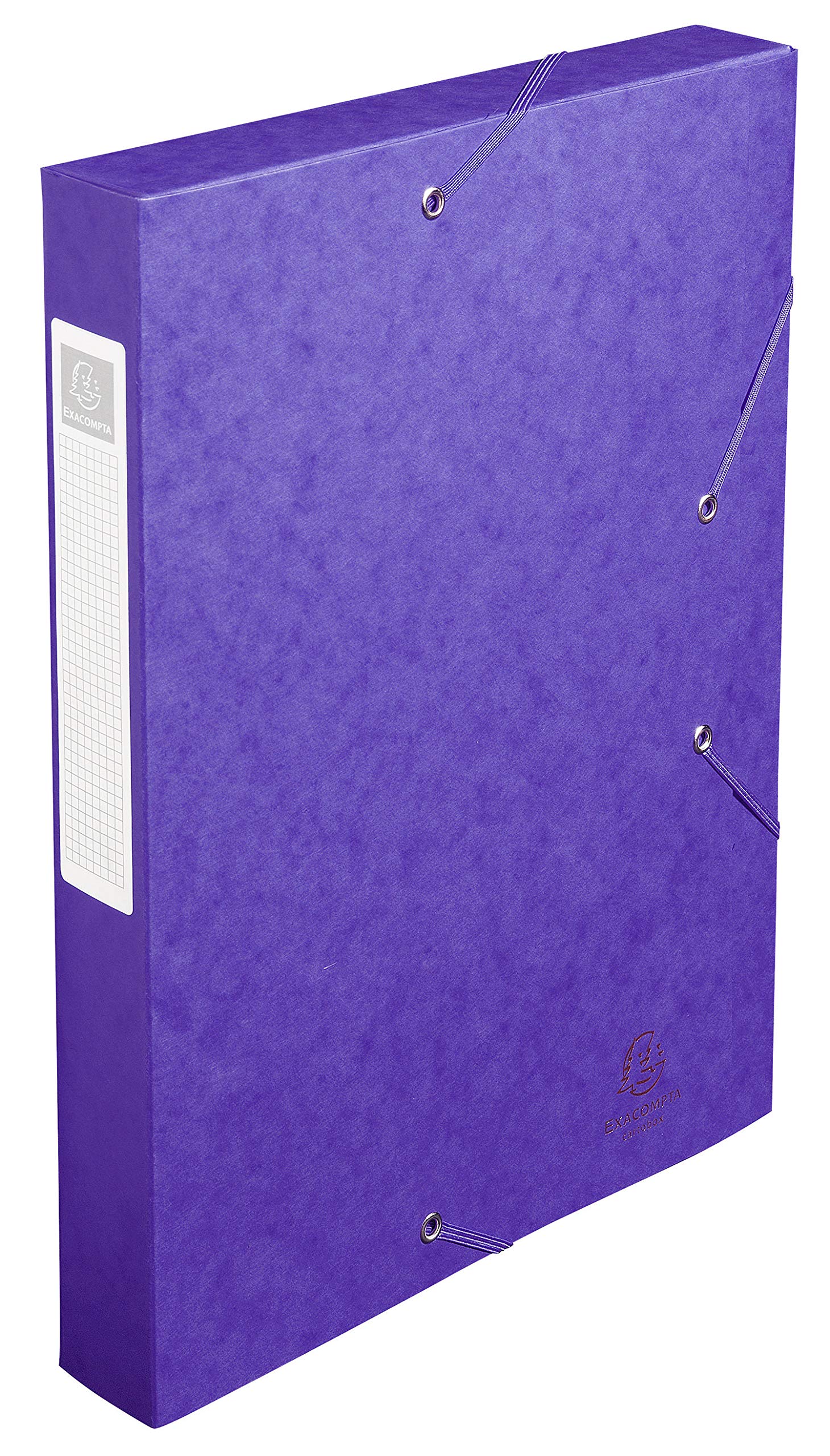 Exacompta - Ref 14015H - Cartobox Pressboard Filing Box - 25 x 33cm, Suitable for A4 Documents, Elastic Straps on 2 Corners, 40mm Spine, FSC-Certified - Purple