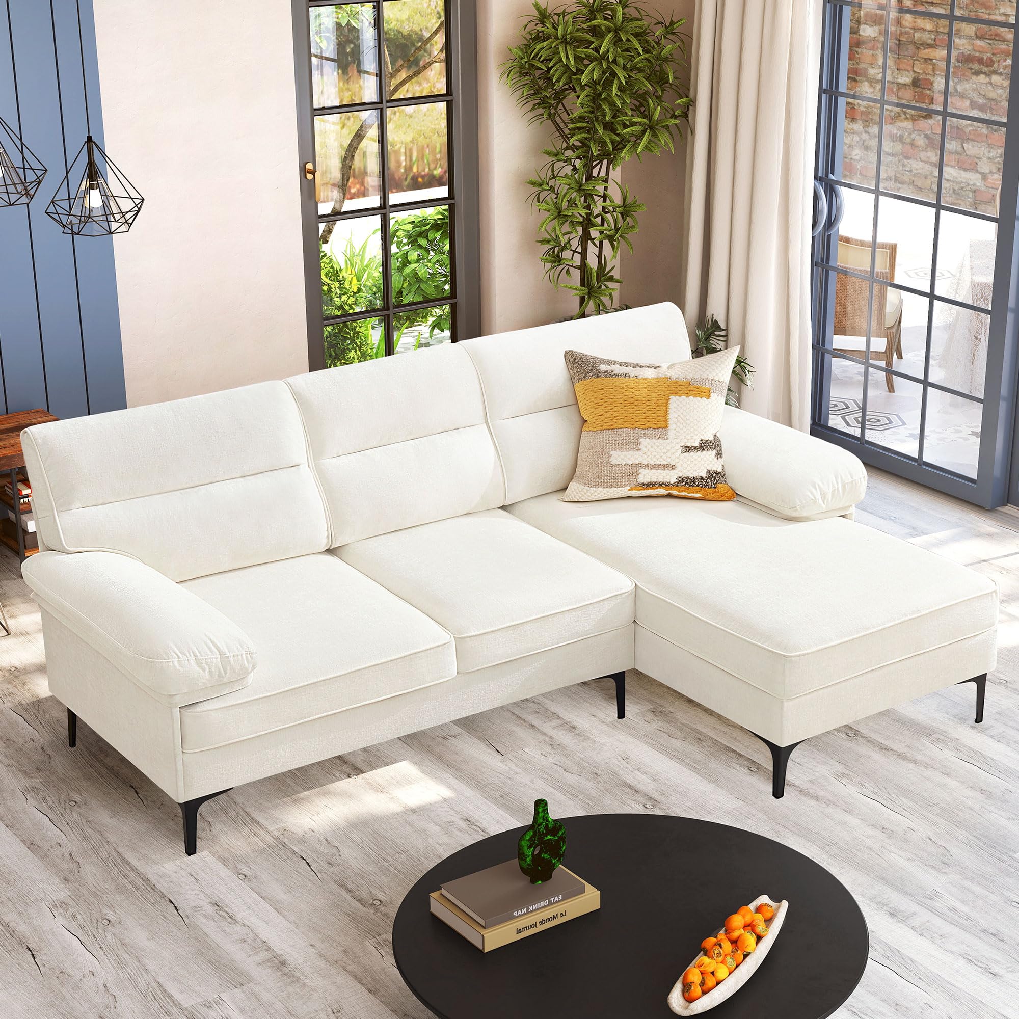 Photo 1 of **TWO BOX SET**

85" Sofa for Living Room, L Shape Sectional Couch Convertible 3 Seater Comfy Sofa, Modern Chenille Fabric Sofa with Reversible Chaise & Fluffy Armrests for Apartment, Small Space (Beige, 85 inch)