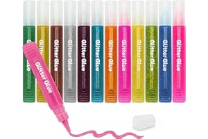 Lot de 12 stylos à colle à paillettes pour loisirs créatifs, lavables et non toxiques, stylos à colle à paillettes pour chaus