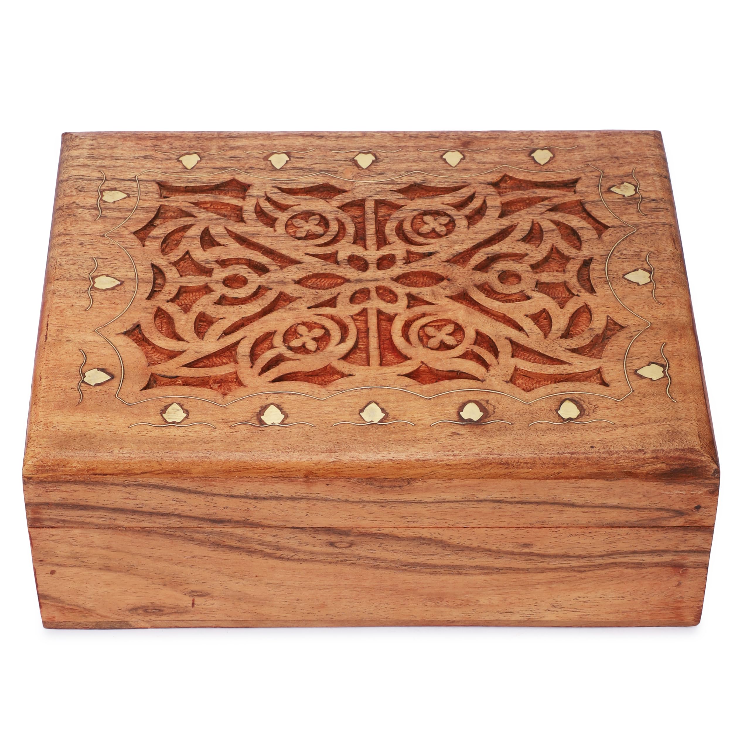 Ajuny Large Celtic Wooden Box for Jewellery, Watches, Trinkets Keepsakes Decorative Treasure Chest Organizer Memory Gift Ideas for Women and Mens - 9X7 Inch
