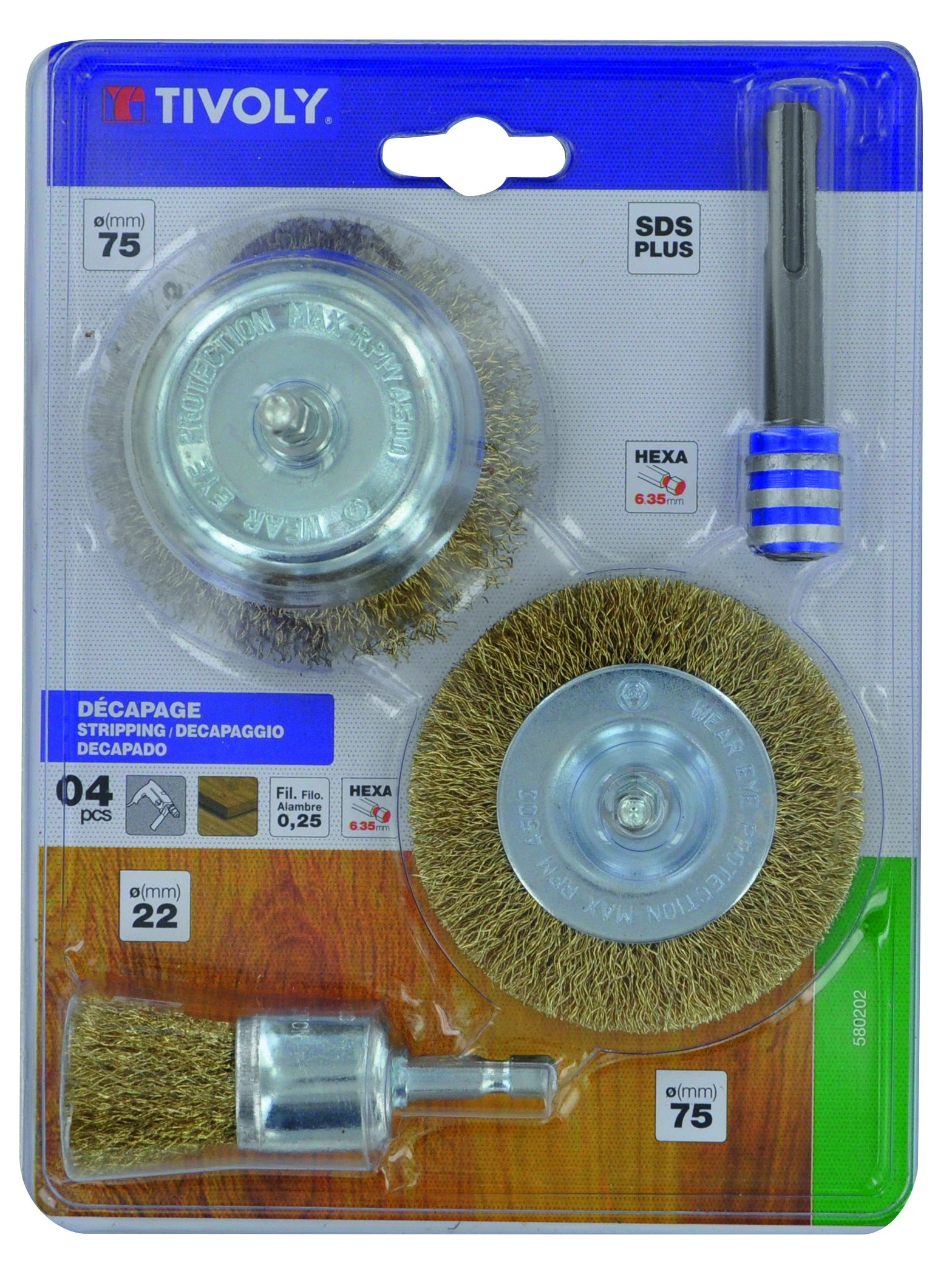 TIVOLY XT20252580202 Mixed Brushes for Metal on Drill, Grey, Set of 3