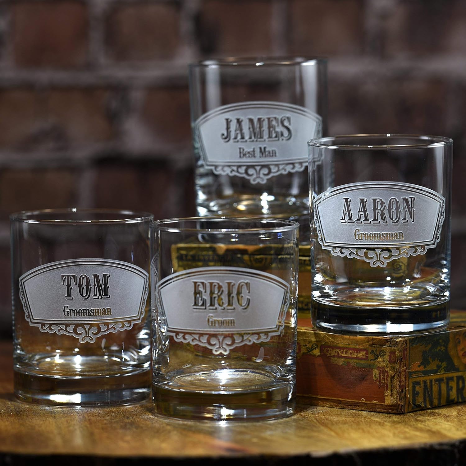 Groomsmen,Engraved Double Old Fashioned Glass, Whiskey